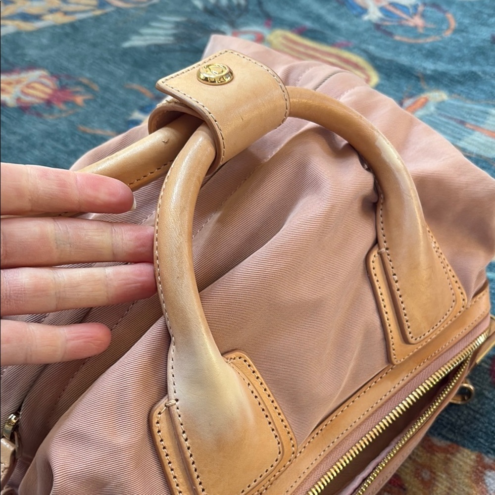 Caraa Blush Pink & Tan Nylon Backpack - Picture 3 of 8